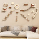Pet Cat Climbing Frame Wall Type Solid Wood Wall Hanging Platform Ladder Pets Accessories