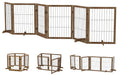 Dog Gate With Door Walk Through 144inch Extra Wide 32inch Tall 6 Panels Foldable Wire Pet Gate Barrier For House Doorway Stairs Pet Puppy Safety Fence Support Feet Included Solid Hard Wood