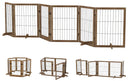 Dog Gate With Door Walk Through 144inch Extra Wide 32inch Tall 6 Panels Foldable Wire Pet Gate Barrier For House Doorway Stairs Pet Puppy Safety Fence Support Feet Included Solid Hard Wood