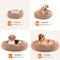 24 Inch Anti-Slip Round Fluffy Plush Faux Fur Cat Bed, Fits Up To 25 Lbs Pets
