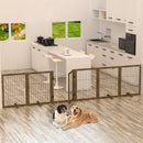 Dog Gate With Door Walk Through 144inch Extra Wide 32inch Tall 6 Panels Foldable Wire Pet Gate Barrier For House Doorway Stairs Pet Puppy Safety Fence Support Feet Included Solid Hard Wood